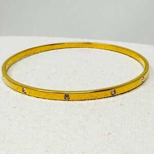 Swarovski Bangle Bracelet with Crystal Accents Gold Tone Stackable Minimal